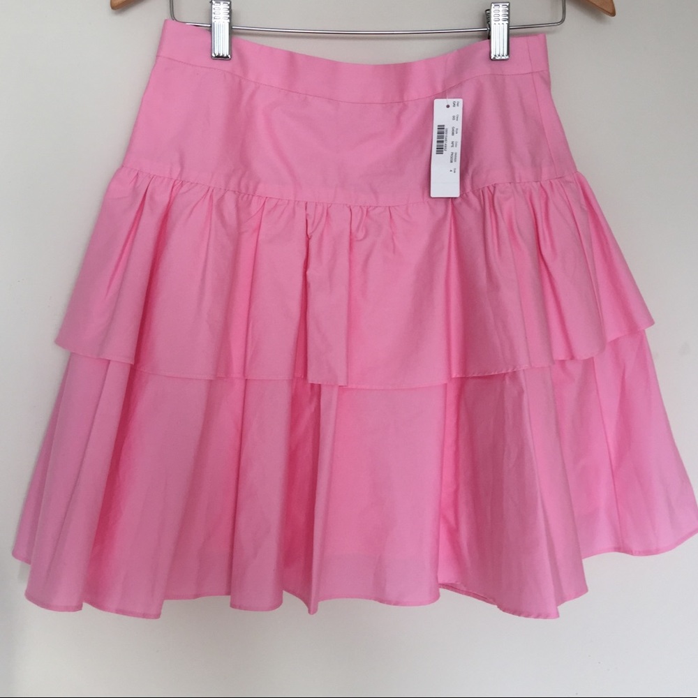 J.Crew NWT Tiered Ruffle Skirt Neon Patel Pink
